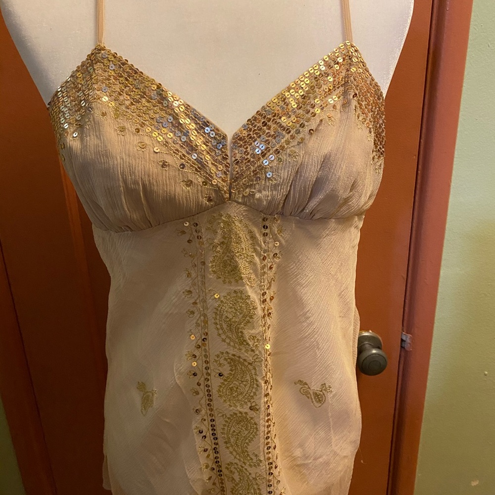 Sheer gold sequined top